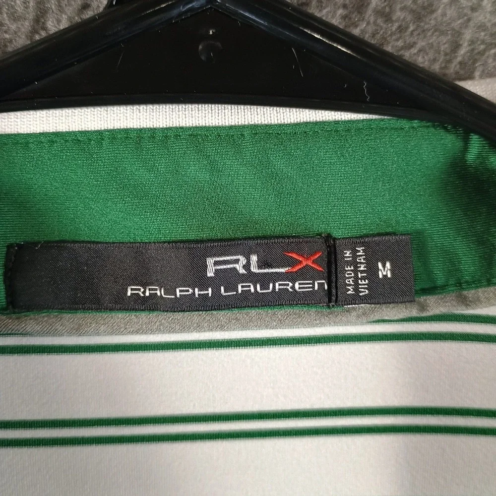 Ralph Lauren RLX Polo Shirt Mens M Whistling Straits Golf Green Striped